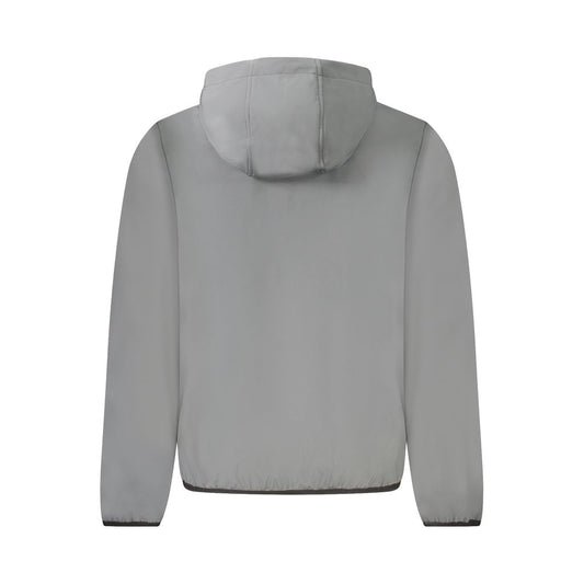 Gray Polyester Men's Hooded Jacket