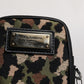 Multicolor Leopard Jacquard Logo Plaque Neck Strap Bag