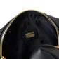 Black Calfskin Leather Double Waist Belt Fanny Pack Bag