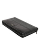 Black Leather Logo Plaque Zip Around Continental Wallet