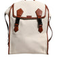 Beige Brown Canvas Leather EDGE Travel Men Back Pack Bag