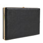 Black Leather Gold Frame Clutch Evening Party Purse Bag