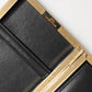 Black Leather Gold Frame Clutch Evening Party Purse Bag