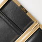 Black Leather Gold Frame Clutch Evening Party Purse Bag