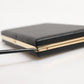 Black Leather Gold Frame Clutch Evening Party Purse Bag