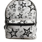 White DG Stars Print Nylon Travel Backpack Bag