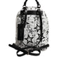 White DG Stars Print Nylon Travel Backpack Bag