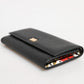 Black Leather Logo Plaque Card Holder Trifold Wallet