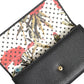 Black Leather Logo Plaque Card Holder Trifold Wallet