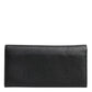 Black Leather Logo Plaque Trifold Card Holder Wallet