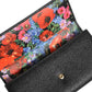 Black Leather Logo Plaque Trifold Card Holder Wallet
