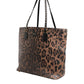 Brown Leopard GLAM Leather Logo Plaque Tote Bag