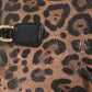 Brown Leopard GLAM Leather Logo Plaque Tote Bag