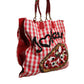 Red I Love Pizza Rhinestone Embellished Tote Bag