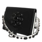 Black Leather Crystal Embellished Card Holder Wallet