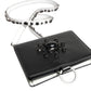 Black Leather Crystal Embellished Card Holder Wallet