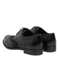 Black Leather Floral Lace Dress Formal  Shoes