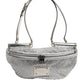 Silver Crystal-Embellished Belt Strap Bag