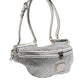 Silver Crystal-Embellished Belt Strap Bag