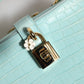 Mint Green Embossed Leather Padlock Shoulder Bag
