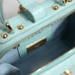 Mint Green Embossed Leather Padlock Shoulder Bag
