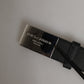 Black Leather Classic Metal Logo Buckle Belt