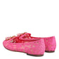 Pink Taormina Lace Crystals Flats Shoes