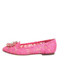 Pink Taormina Lace Crystals Flats Shoes