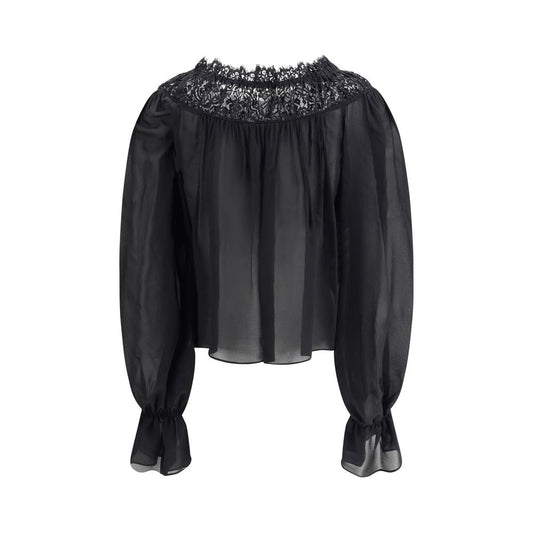 Silk georgette and lace Top