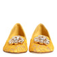 Yellow Taormina Lace Crystals Flats Shoes