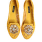 Yellow Taormina Lace Crystals Flats Shoes