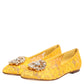 Yellow Taormina Lace Crystals Flats Shoes