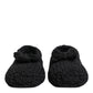 Black Wool Knit Slip On Ballerina Flats Shoes