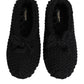 Black Wool Knit Slip On Ballerina Flats Shoes