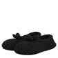 Black Wool Knit Slip On Ballerina Flats Shoes