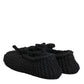 Black Wool Knit Slip On Ballerina Flats Shoes