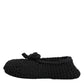 Black Wool Knit Slip On Ballerina Flats Shoes