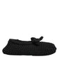 Black Wool Knit Slip On Ballerina Flats Shoes