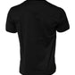 Black Cotton Logo Print Crew Neck T-shirt