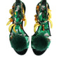 Green Mink Fur Satin Banana Leaf Sandals Shoes
