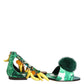 Green Mink Fur Satin Banana Leaf Sandals Shoes