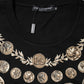 Black Coin Print Cotton Crew Neck T-shirt