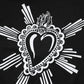 Black Sacred Heart Cotton Crew Neck T-shirt