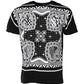 Black Bandana Print Cotton Crew Neck T-shirt