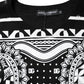 Black Bandana Print Cotton Crew Neck T-shirt