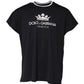 Dark Blue Venezia Crown Cotton Crew Neck T-shirt