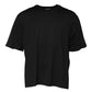 Black Cotton Crew Neck Short Sleeves T-shirt