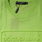 Green Embossed Logo Cotton Crew Neck T-shirt