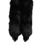 Black Faux Fur Pointed Knee High Stiletto Boots Shoes