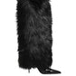 Black Faux Fur Pointed Knee High Stiletto Boots Shoes